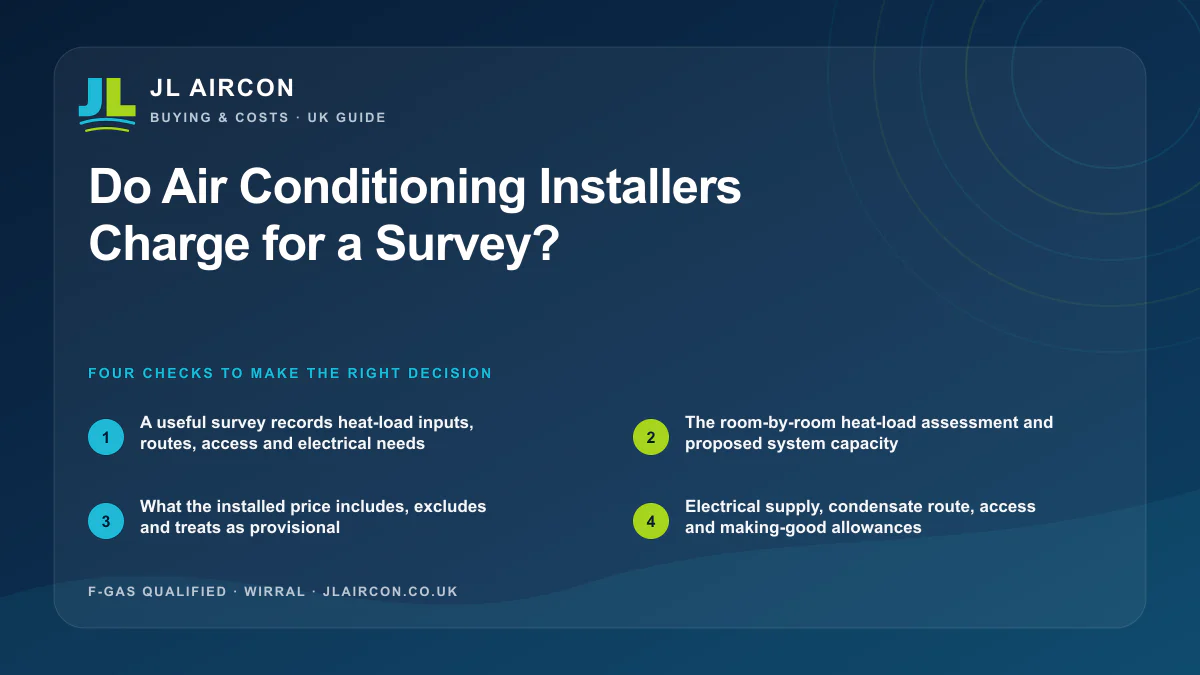 Do Air Conditioning Installers Charge for a Survey: four evidence checks from JL Aircon
