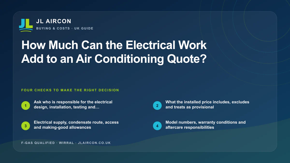 How Much Can the Electrical Work Add to an Air Conditioning Quote: four evidence checks from JL Aircon