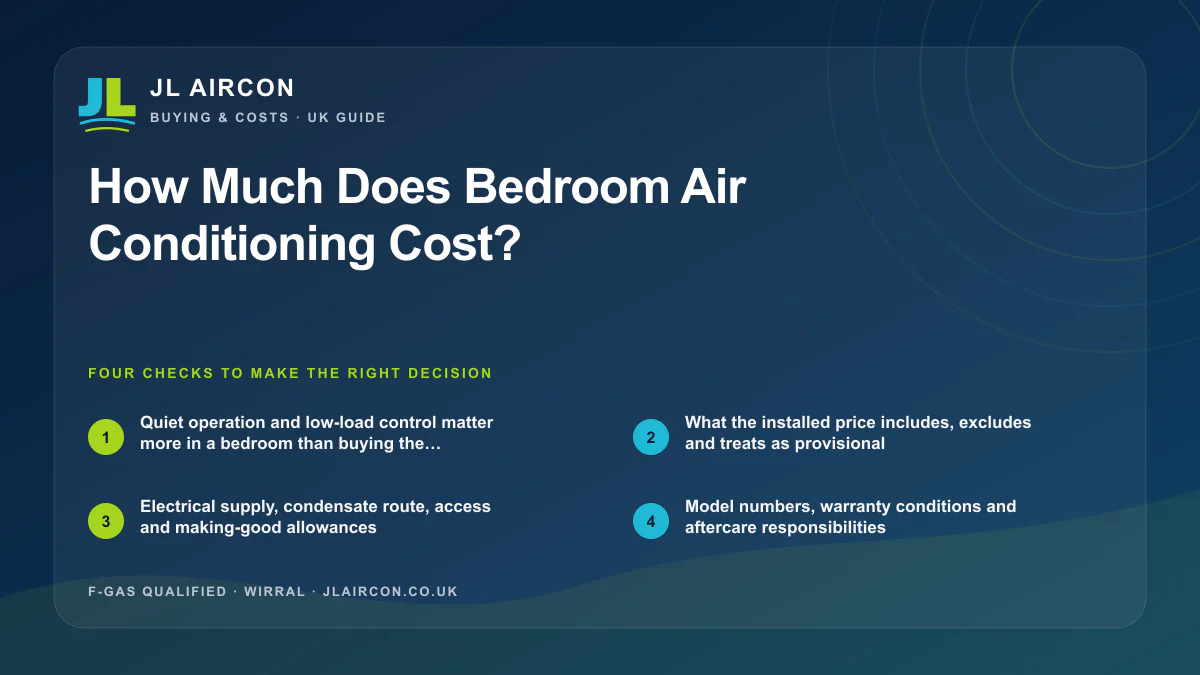 How Much Does Bedroom Air Conditioning Cost: four evidence checks from JL Aircon