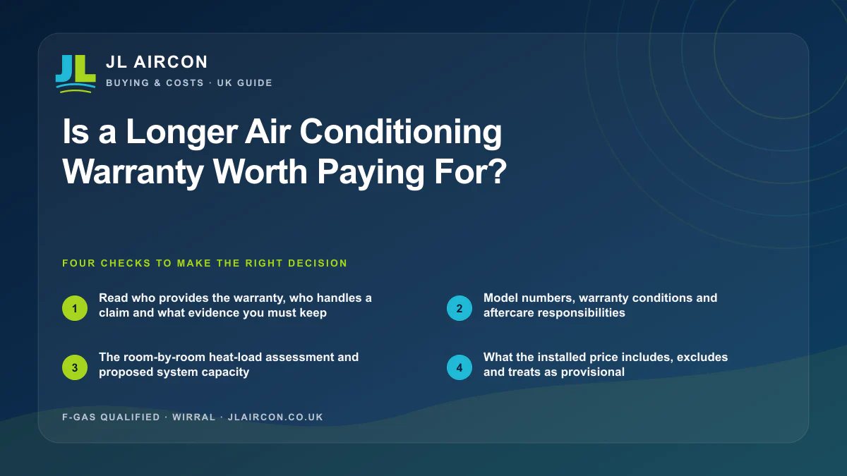Is a Longer Air Conditioning Warranty Worth Paying For: four evidence checks from JL Aircon